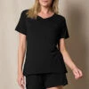 Bamboo V-Neck Sleep Tee - Black