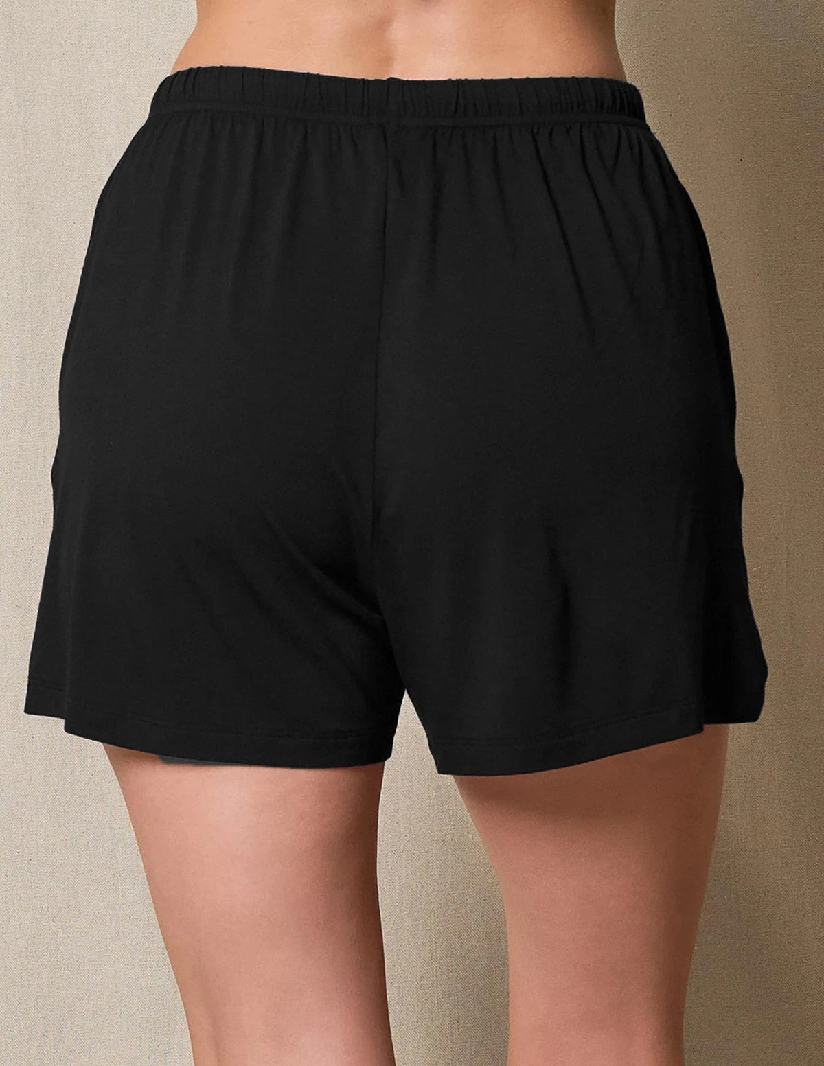 Bamboo Drawstring Sleep Shorts - Black 3 Bamboo Drawstring Sleep Shorts - Black - Image 3