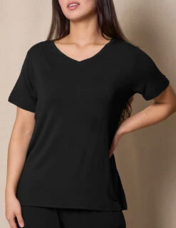 Bamboo V-Neck Sleep Tee - Black -Sivana Spirit Shop 3 11fb922c 3ab8 41a7 9a26 31408645247b