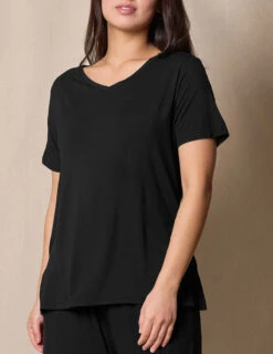 Bamboo V-Neck Sleep Tee - Black -Sivana Spirit Shop 4 04fb9221 c8e8 4a2f b4e9 83956082c523