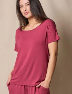 Bamboo Dolman Pajama Tee - Burgundy Rose -Sivana Spirit Shop SIVANA032820246304 T