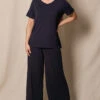 Bamboo Palazzo Lounge Pants - Black