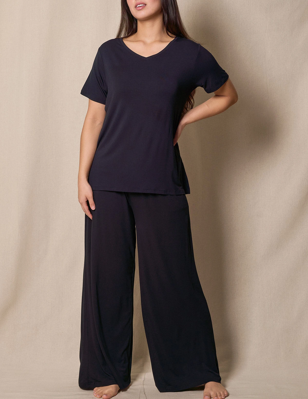 Bamboo Palazzo Lounge Pants - Black 1 Bamboo Palazzo Lounge Pants - Black