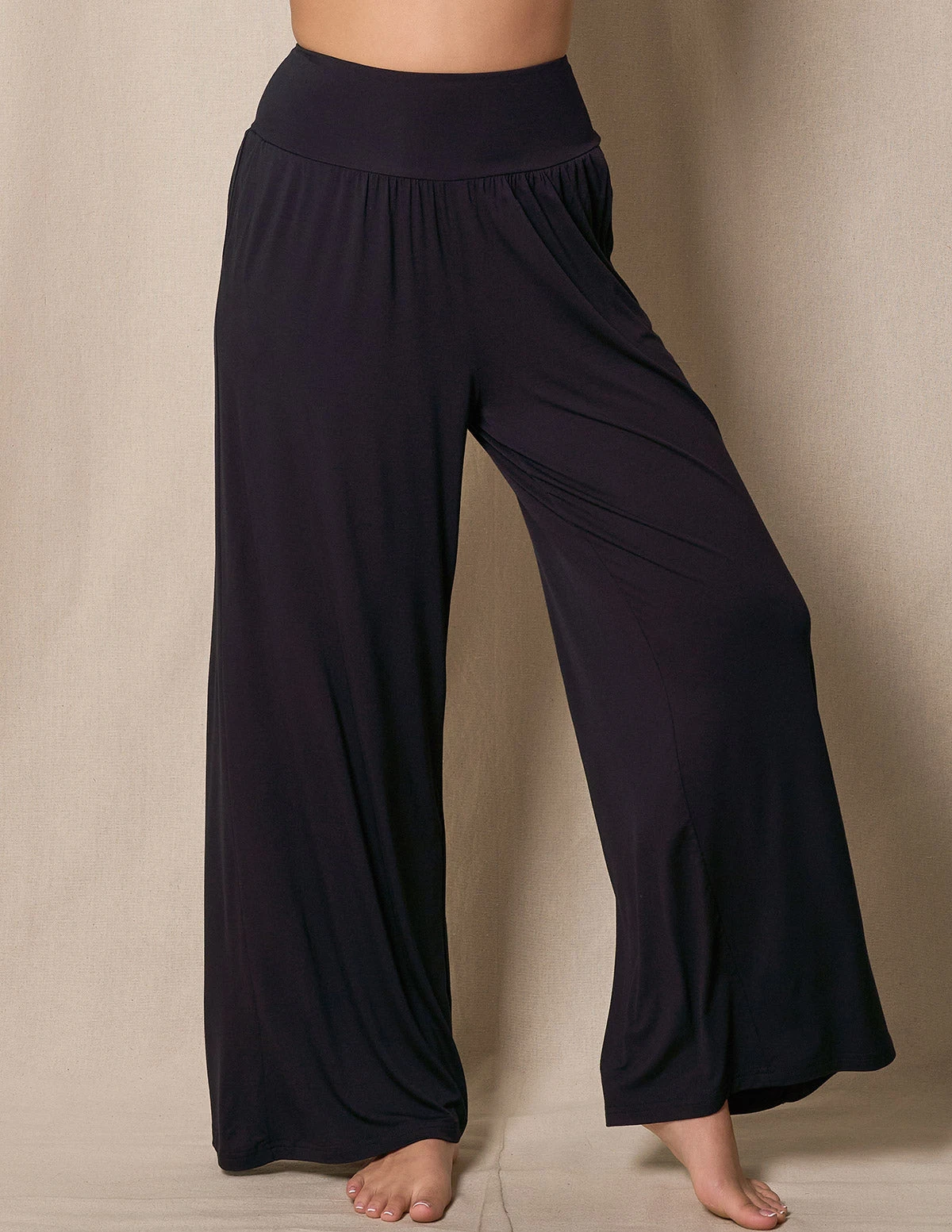 Bamboo Palazzo Lounge Pants - Black 2 Bamboo Palazzo Lounge Pants - Black - Image 2