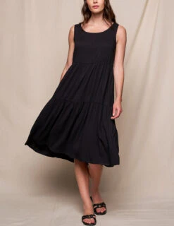 Linen / Bamboo Addison Dress - Black