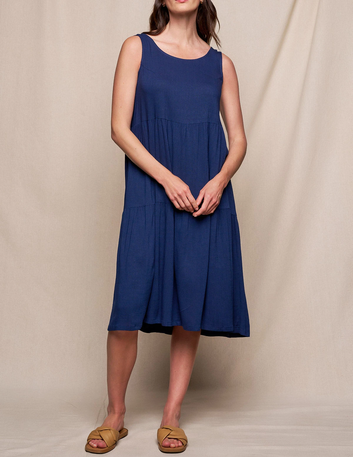 Linen / Bamboo Addison Dress - Indigo 3 Linen / Bamboo Addison Dress - Indigo - Image 3