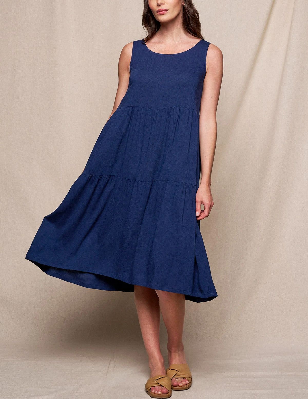 Linen / Bamboo Addison Dress - Indigo 1 Linen / Bamboo Addison Dress - Indigo