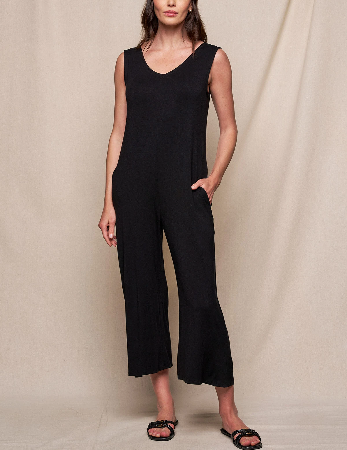 Bamboo Sleeveless Jumpsuit - Black 2 Bamboo Sleeveless Jumpsuit - Black - Image 2