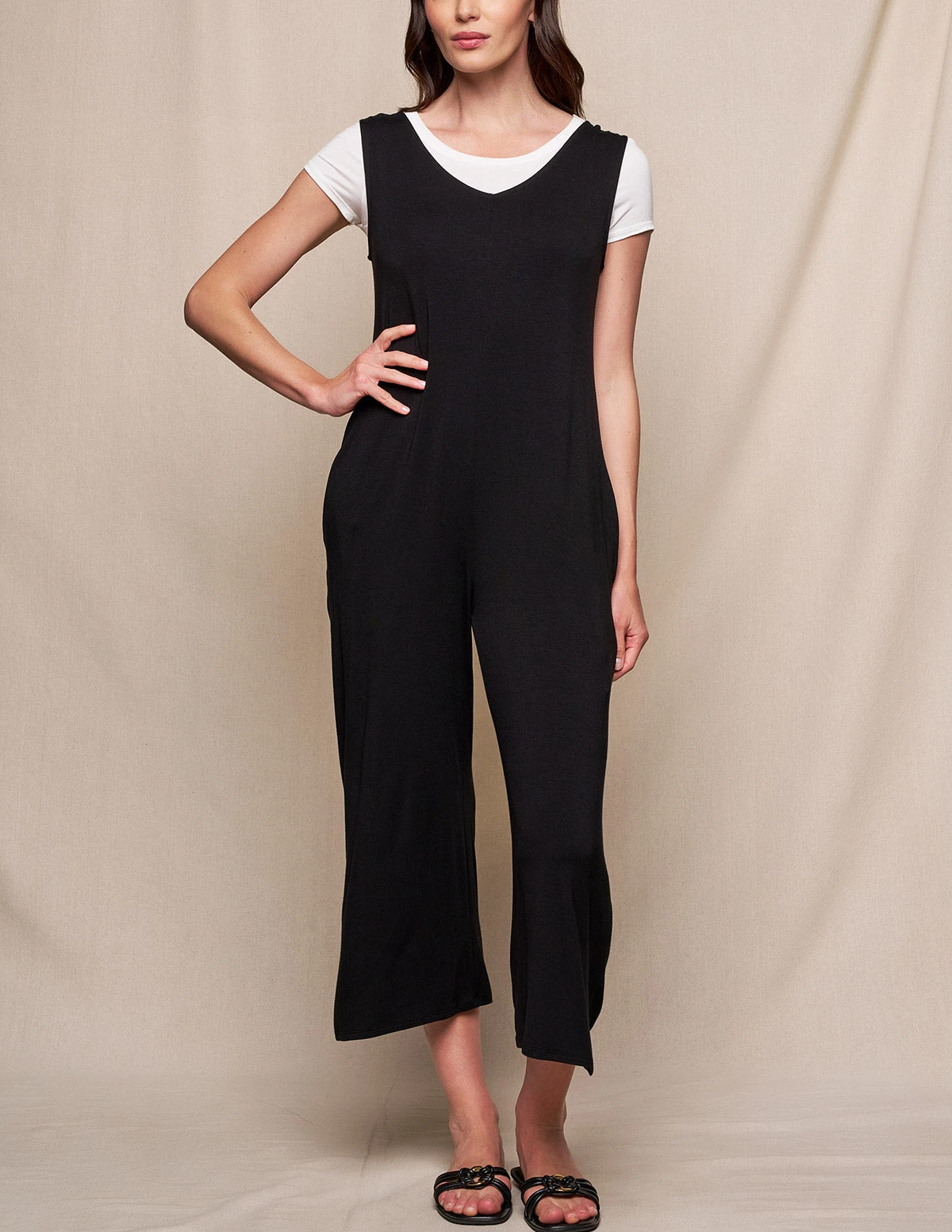 Bamboo Sleeveless Jumpsuit - Black 3 Bamboo Sleeveless Jumpsuit - Black - Image 3