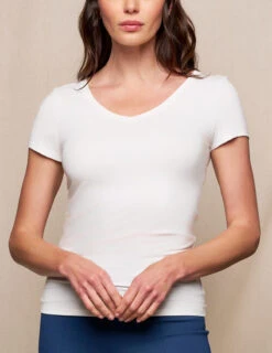Bamboo Close Fit V-Neck Top - Soft White -Sivana Spirit Shop SIVANA0415252540 final