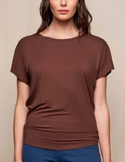 Bamboo Scoop Neck Dolman Tunic - Cocoa