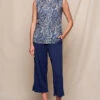 Linen / Bamboo Soft Waist Capri Pants - Indigo