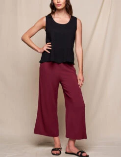Linen / Bamboo Soft Waist Capri Pants - Burgundy -Sivana Spirit Shop SIVANA0415252768 final