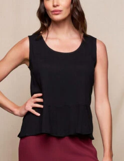 Linen / Bamboo Peplum Tank - Black 6 Linen / Bamboo Peplum Tank - Black -Sivana Spirit Shop SIVANA0415252768 final T