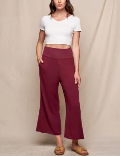 Linen / Bamboo Soft Waist Capri Pants - Burgundy -Sivana Spirit Shop SIVANA0415252786 final