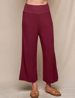 Linen / Bamboo Soft Waist Capri Pants - Burgundy -Sivana Spirit Shop SIVANA0415252821 final