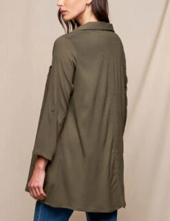 Linen / Bamboo Button Front Tunic - Olive -Sivana Spirit Shop SIVANA0415253006 final