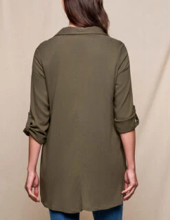 Linen / Bamboo Button Front Tunic - Olive -Sivana Spirit Shop SIVANA0415253021 final