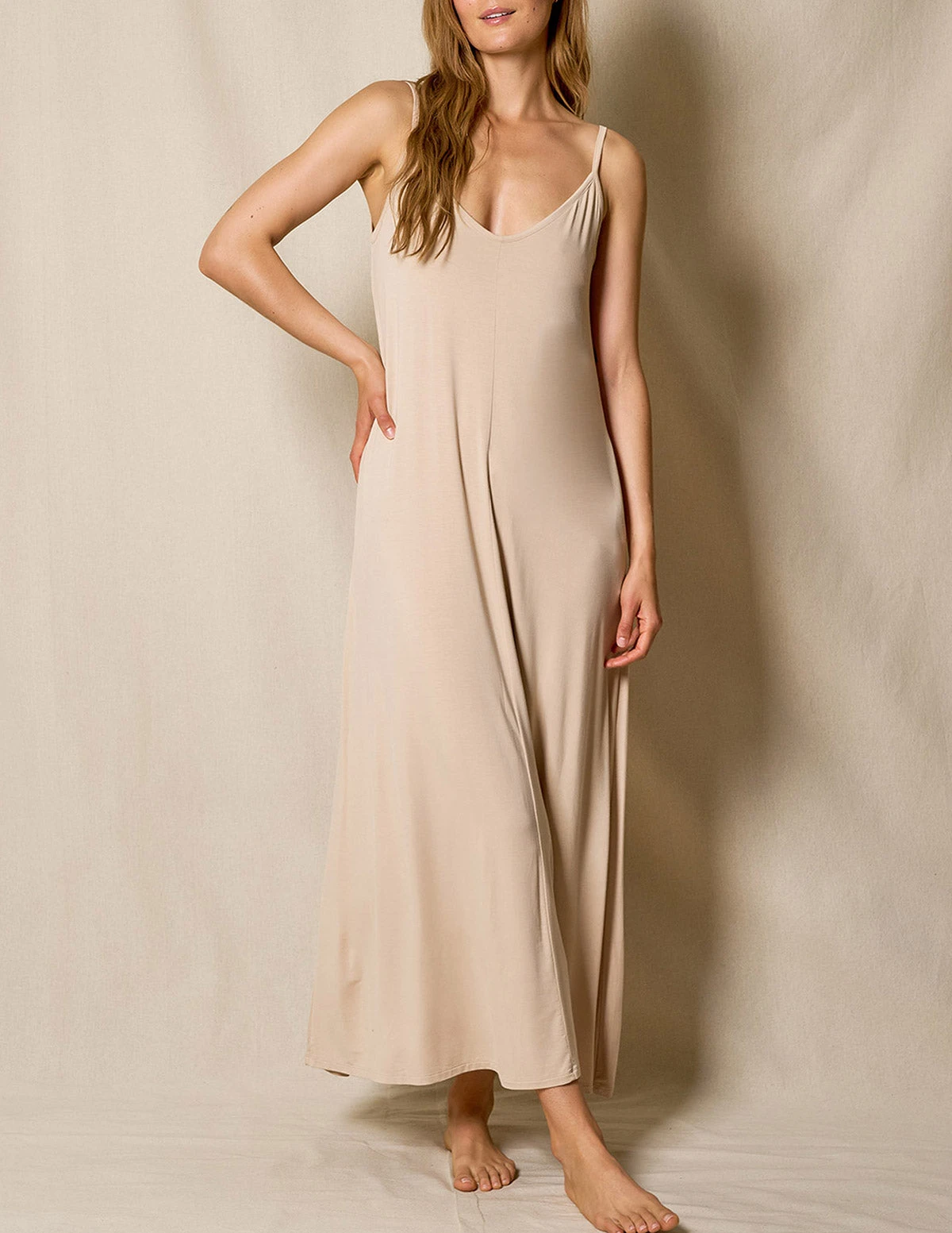 Bamboo Maxi Sleep Dress - Almond 3 Bamboo Maxi Sleep Dress - Almond - Image 3