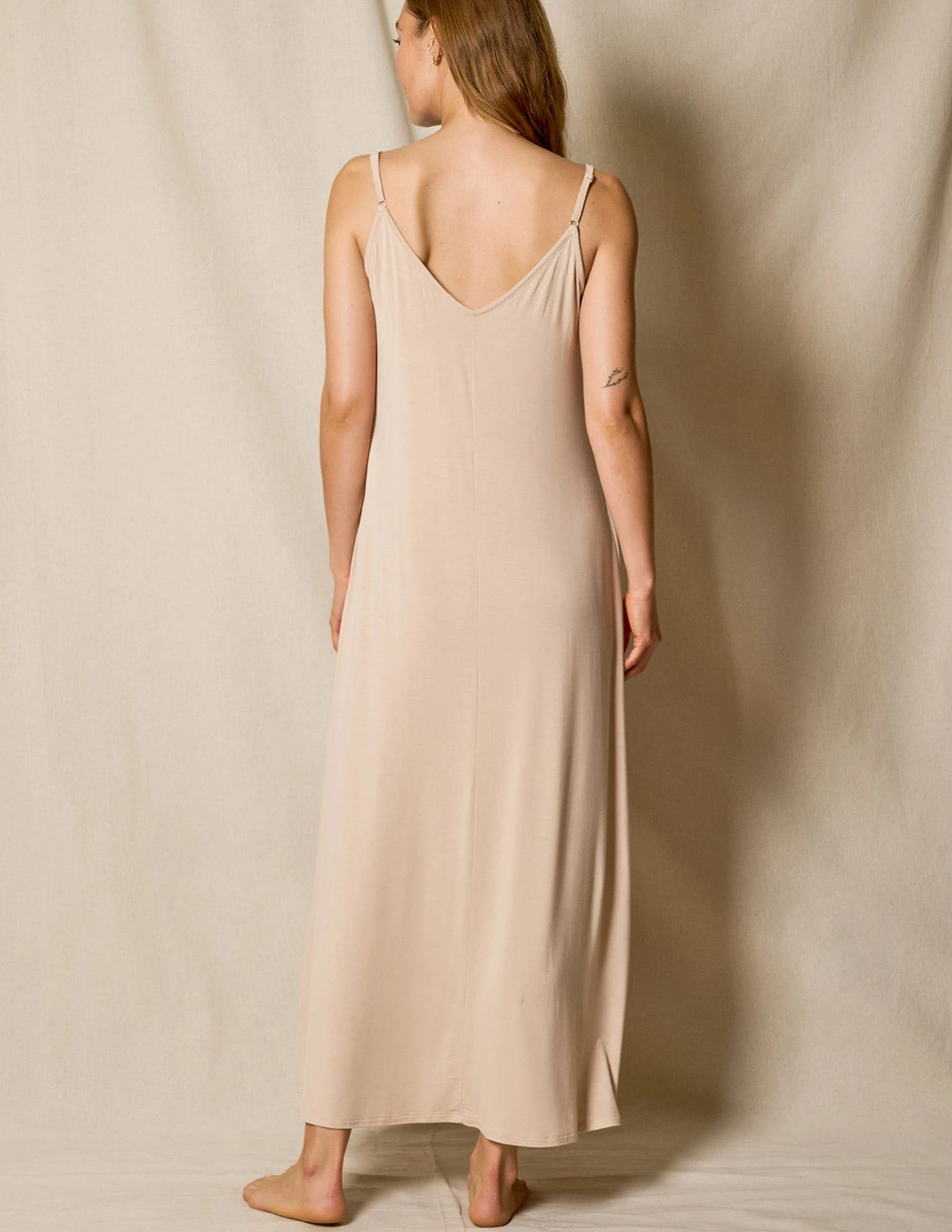 Bamboo Maxi Sleep Dress - Almond 2 Bamboo Maxi Sleep Dress - Almond - Image 2