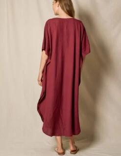 Linen / Bamboo Caftan - Burgundy 7 Linen / Bamboo Caftan - Burgundy -Sivana Spirit Shop SIVANA052320248582