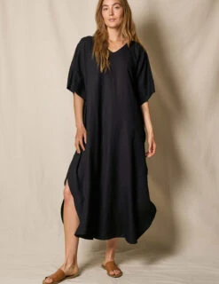 Linen / Bamboo Caftan - Black -Sivana Spirit Shop SIVANA052320248597