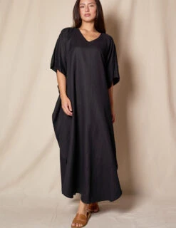 Linen / Bamboo Caftan - Black -Sivana Spirit Shop SIVANA070320248754