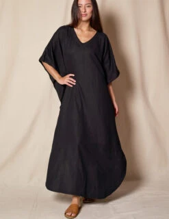 Linen / Bamboo Caftan - Black