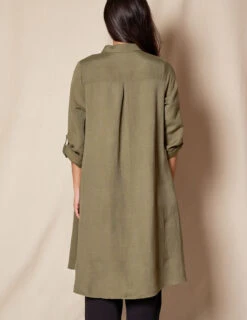 Linen / Bamboo Shirtdress - Army -Sivana Spirit Shop SIVANA070320249041