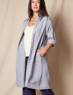 Linen / Bamboo Shirtdress - Stone Blue -Sivana Spirit Shop SIVANA070320249179