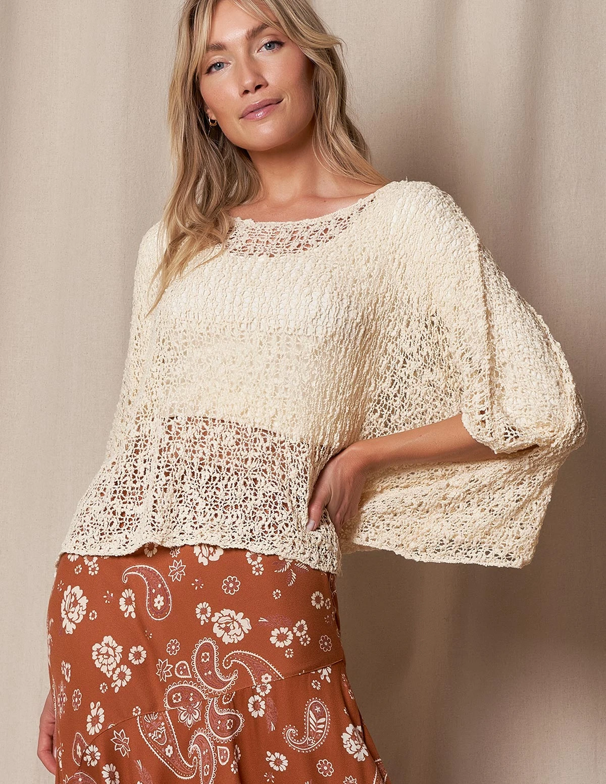 Handwoven Riva Knit Crop Poncho 1 Handwoven Riva Knit Crop Poncho