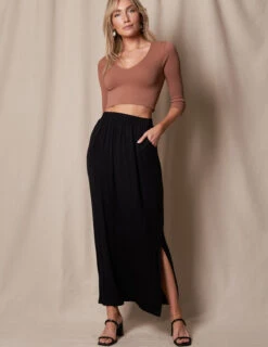 Bamboo Straight Maxi Skirt