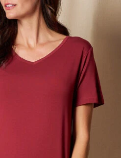 Bamboo V-Neck Sleep Tee - Burgundy -Sivana Spirit Shop SIVANA101120249062 final D