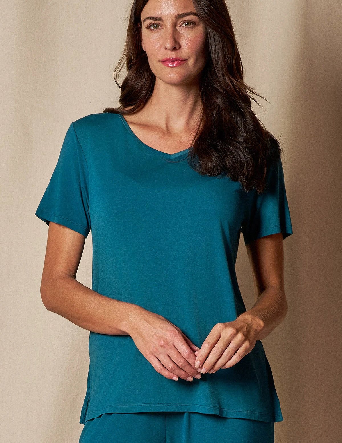 Bamboo V-Neck Sleep Tee - Deep Jade 3 Bamboo V-Neck Sleep Tee - Deep Jade - Image 3