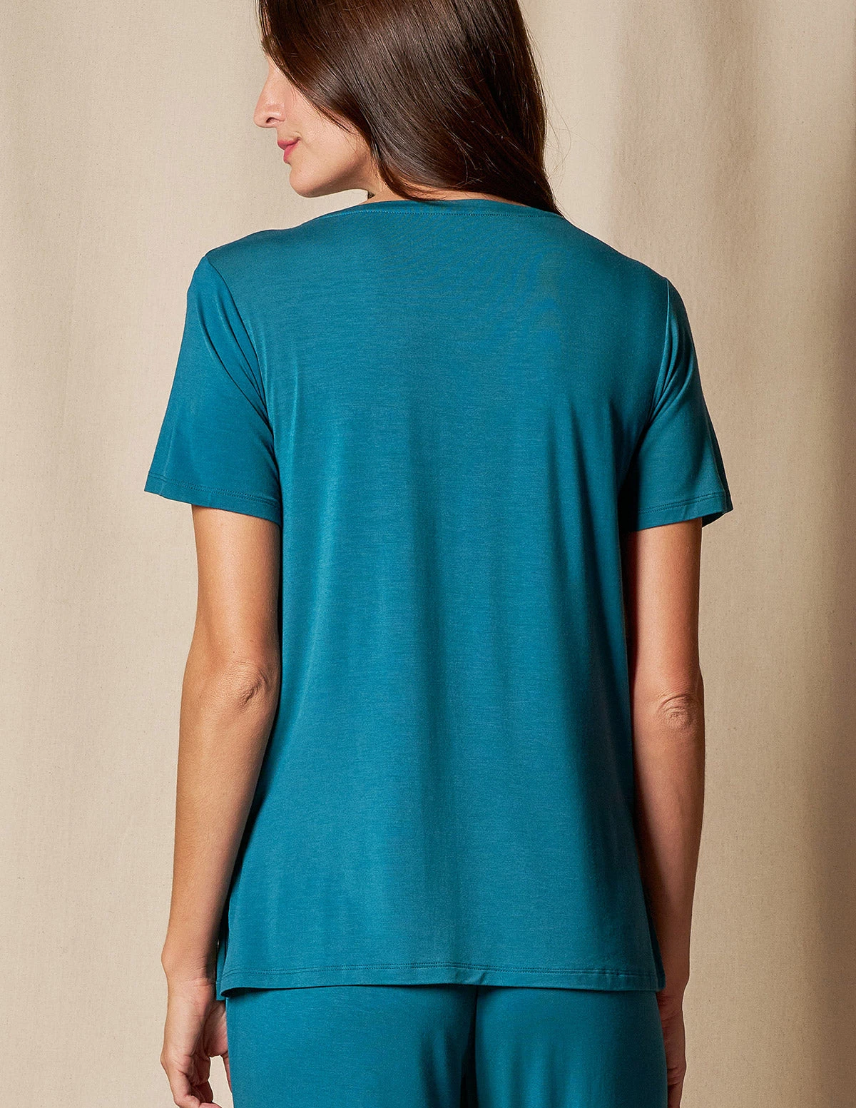 Bamboo V-Neck Sleep Tee - Deep Jade 2 Bamboo V-Neck Sleep Tee - Deep Jade - Image 2