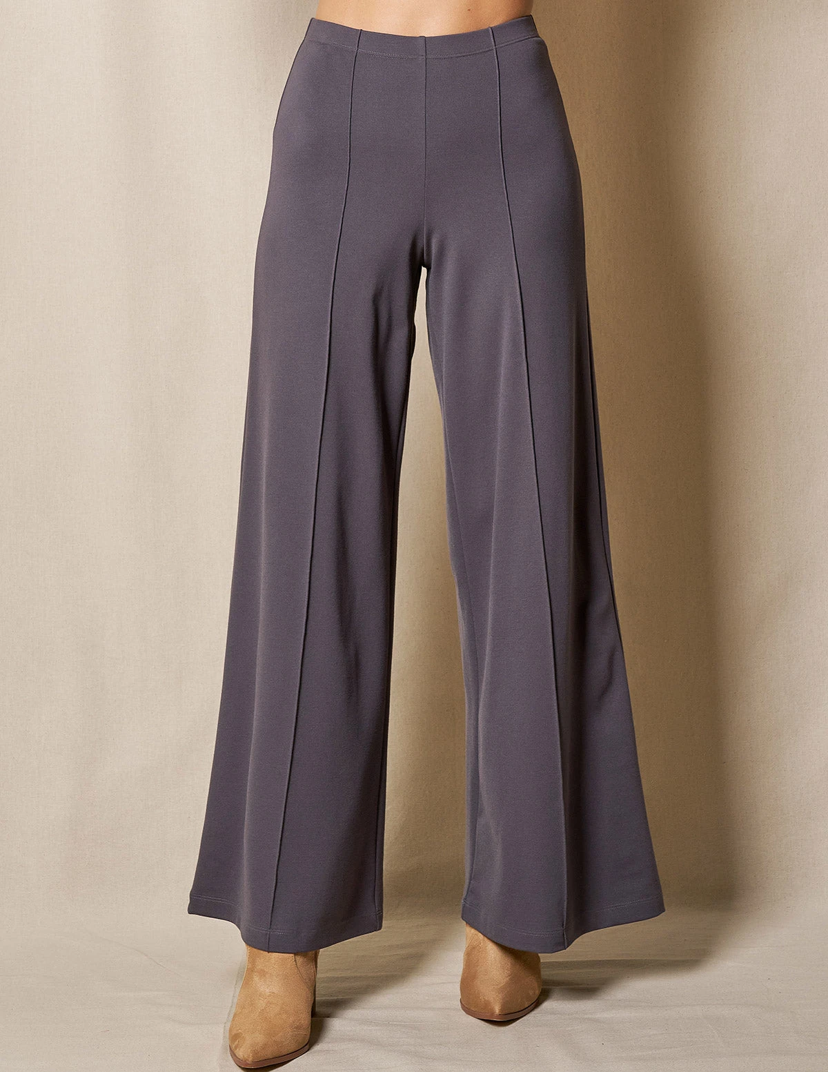 Bamboo Ponte Wide Leg Pants - Grey 9 Bamboo Ponte Wide Leg Pants - Grey - Image 9