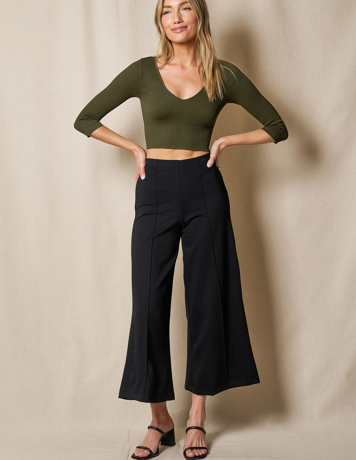 Bamboo Ponte Cropped Pants - Black 4 Bamboo Ponte Cropped Pants - Black - Image 4