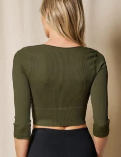 Control Fit Ribbed 3/4 Sleeve Crop Top -Sivana Spirit Shop SIVANA1031 0931 final