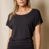 Bamboo Scoop Neck Dolman Tunic - Black