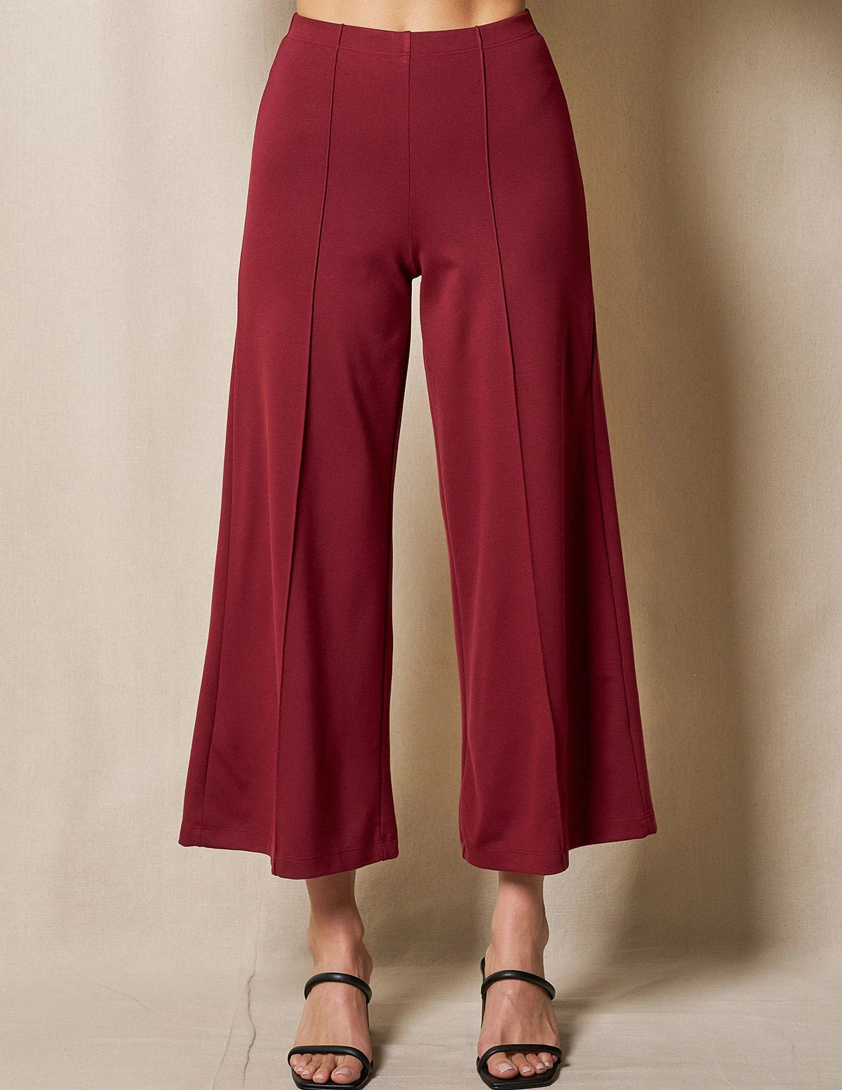 Bamboo Ponte Cropped Pants - Burgundy 2 Bamboo Ponte Cropped Pants - Burgundy - Image 2