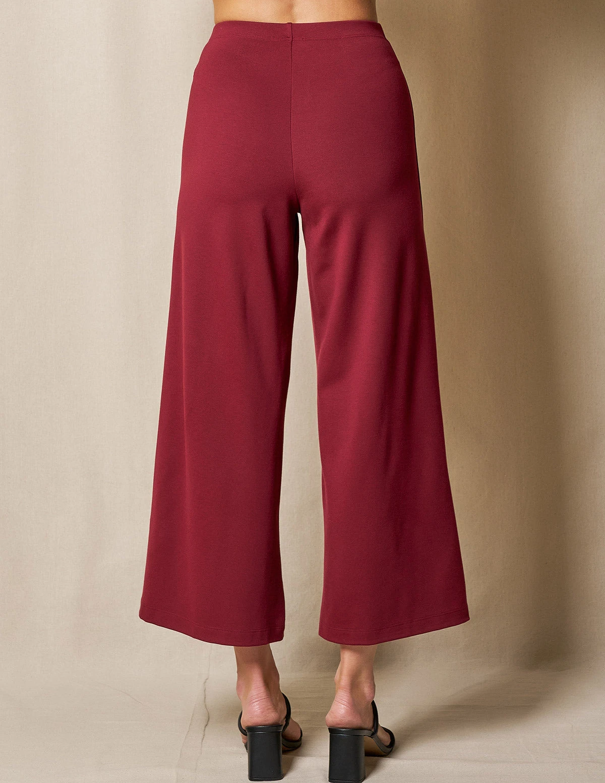 Bamboo Ponte Cropped Pants - Burgundy 3 Bamboo Ponte Cropped Pants - Burgundy - Image 3