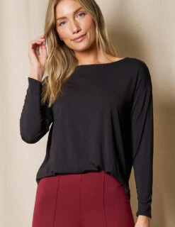 Bamboo Dolman Long Sleeve Tee - Black -Sivana Spirit Shop SIVANA1031 1086 final T