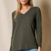 Bamboo / Organic Cotton Long Sleeve V-Neck Tee - Juniper