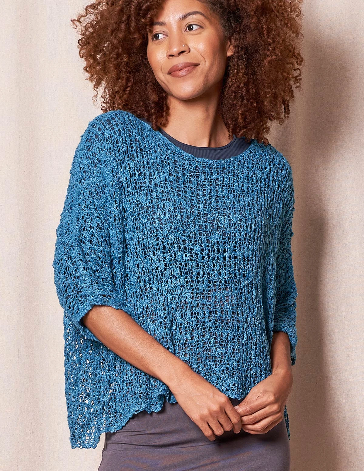 Handwoven Riva Knit Crop Poncho 14 Handwoven Riva Knit Crop Poncho - Image 14