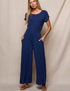Bamboo Short Sleeve Jumpsuit - Navy -Sivana Spirit Shop SIVANA3046