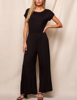 Bamboo Short Sleeve Jumpsuit - Black