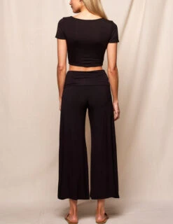 Bamboo Flare Ankle Pants - Black -Sivana Spirit Shop SIVANA3148