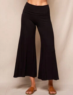 Bamboo Flare Ankle Pants - Black -Sivana Spirit Shop SIVANA3155
