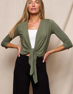 Bamboo Open Front Shrug - Sage