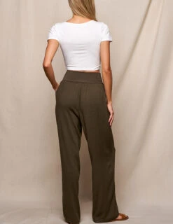 Linen / Bamboo Soft Waist Pants - Olive -Sivana Spirit Shop SIVANA3216